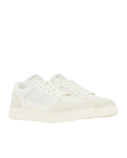Emporio Armani White Panelled Low-Top Sneakers for men