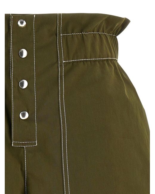 Marni Green Gabardine Contrast Stitched Shorts