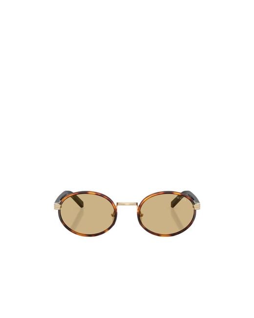 Prada Metallic Eyewear Oval Frame Sunglasses