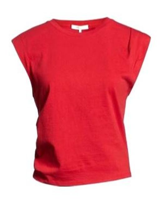 Rag & Bone Red Crew-Neck Cap-Sleeve Top