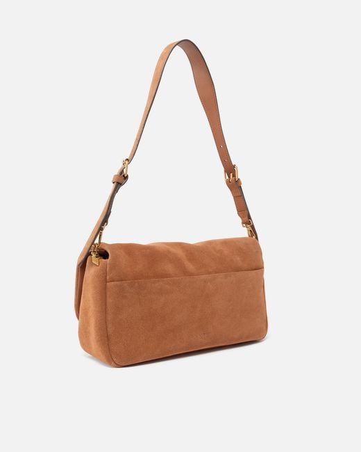 Pinko Brown Logo-Appliqué Flap Shoulder Bag