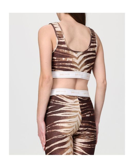 Just Cavalli Natural Print Sleeveless Crop Top