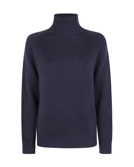 Rossopuro Blue Long-Sleeve High-Neck Top