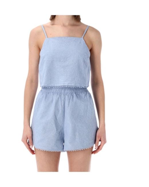 American Vintage Blue Feoly Cropped Camisole Top