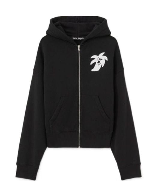 Palm Angels Black Long Sleeved Logo Printed Hoodie for men