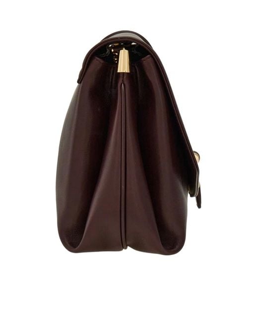 Ferragamo Brown Front Flip Large Shoulder Bag