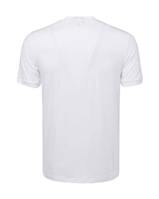 Giorgio Armani White Logo Embroidered Crewneck T-Shirt for men
