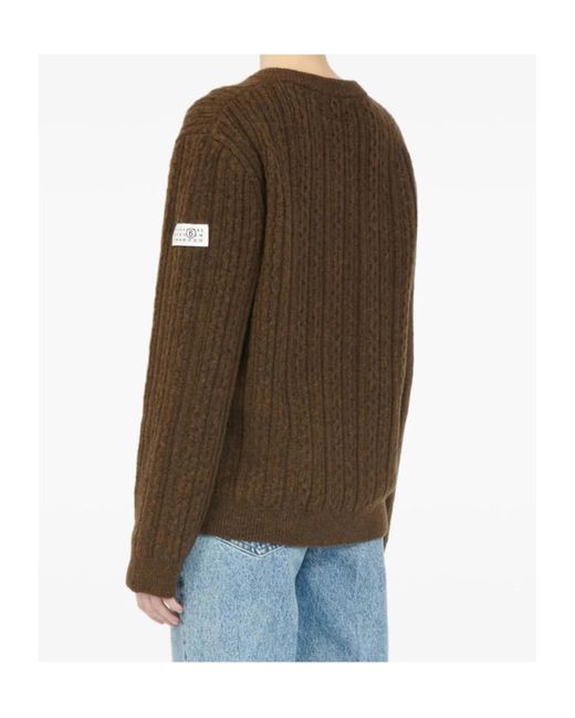MM6 by Maison Margiela Brown V-Neck Knitwear