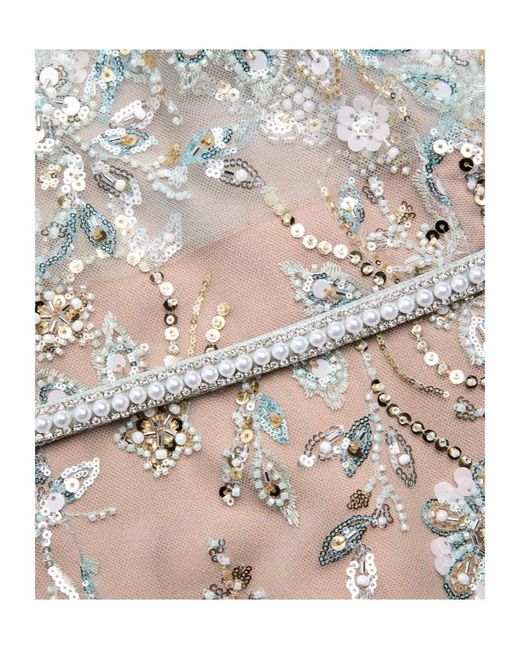 Self-Portrait Gray Sequin-Embellished Cape-Sleeve Maxi Dress