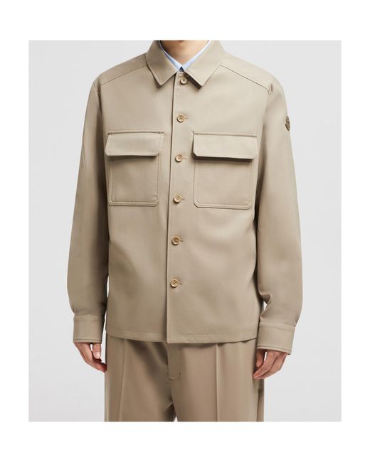 Moncler Natural Wool Gabardine Long Sleeve Shirt for men