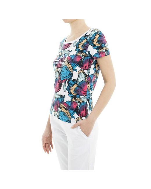 EA7 Blue Item O-Neck Short-Sleeved T-Shirt