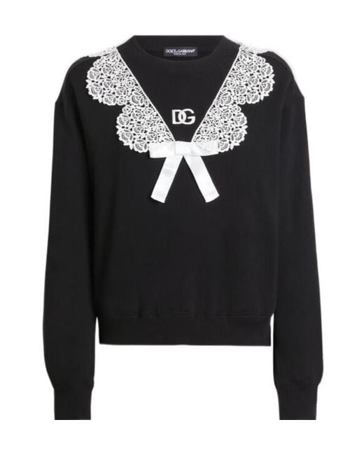 Dolce & Gabbana Black Lace-Detail Sweatshirt