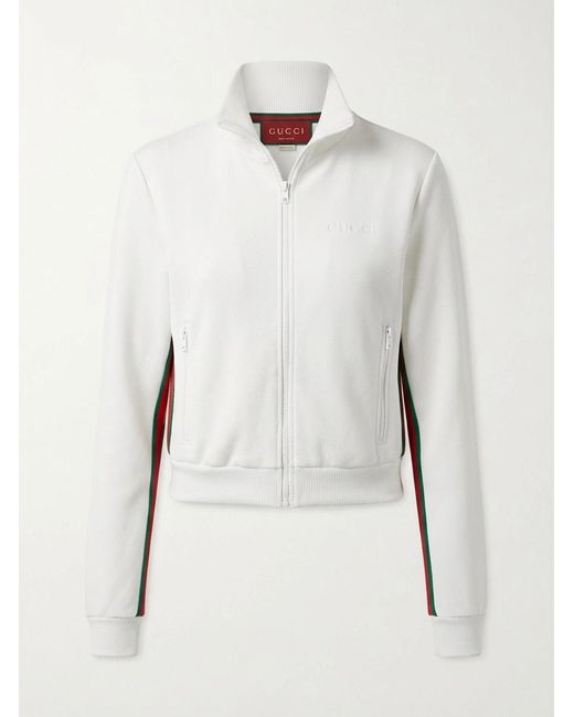 Gucci White Jersey Drill Zip-Up Jacket