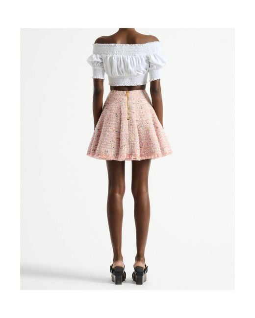Balmain Pink Buttoned Tweed Mini Skirt