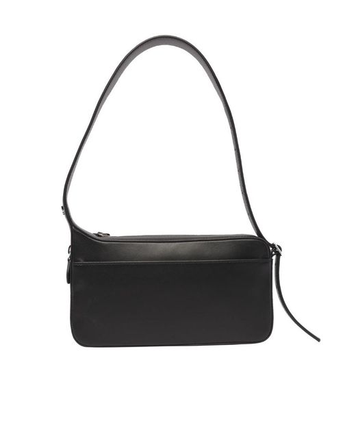 Courreges Black Courrèges Logo Printed Zip-Up Shoulder Bag