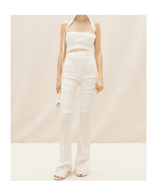 Jacquemus White High-Waisted Flared Trousers