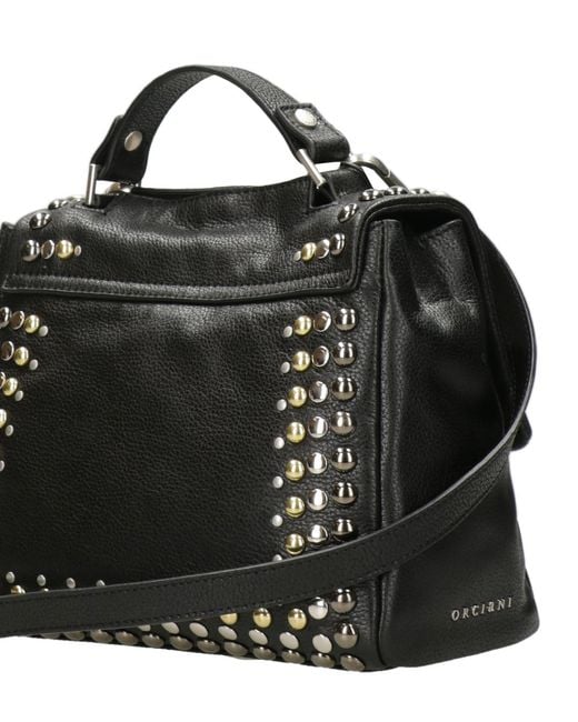 Orciani Black Studded Shoulder Bag