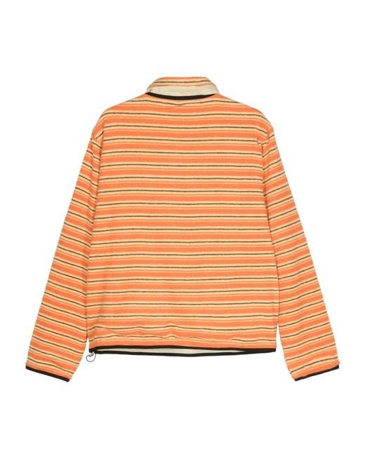 RANRA Orange Kragi Striped Half-Zip Sweatshirt for men