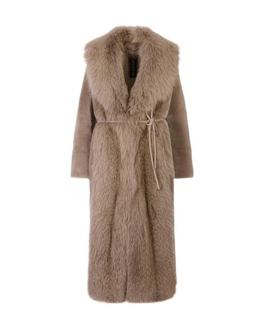 Blancha Brown Long-Sleeved Fur Coat