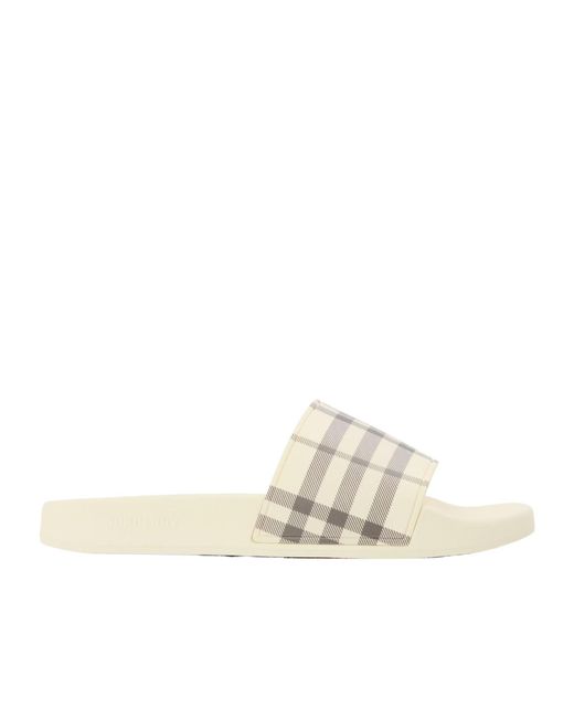 Burberry White Retro Plaid Slippers