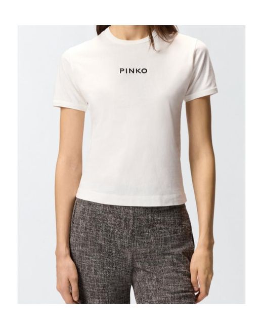 Pinko White Short-Sleeved T-Shirt With Embroidered Logo