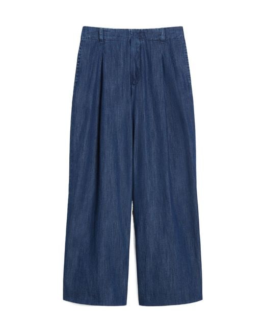 Max Mara Blue 'S Pleat Detailed Wide Leg Jeans