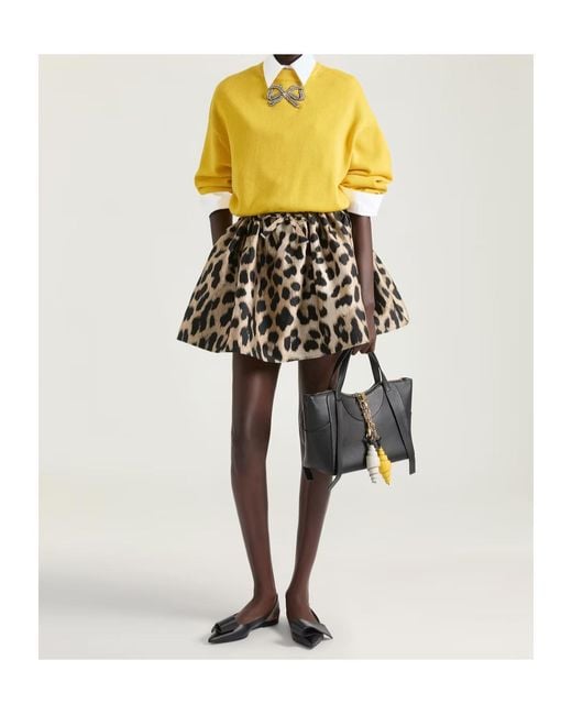 Givenchy Black Pleated Leopard Print Skirt