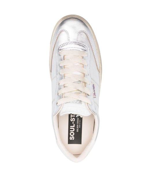 Golden Goose Deluxe Brand White Soul-Star Metallic Low-Top Sneakers