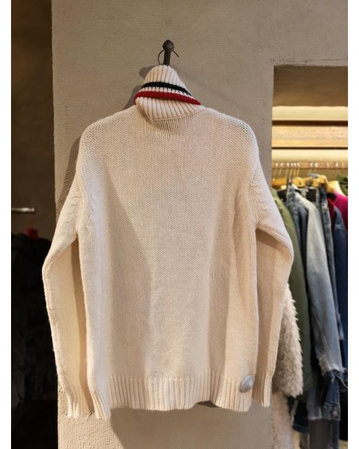 Moncler White High-Necked Logo Icon Sweater