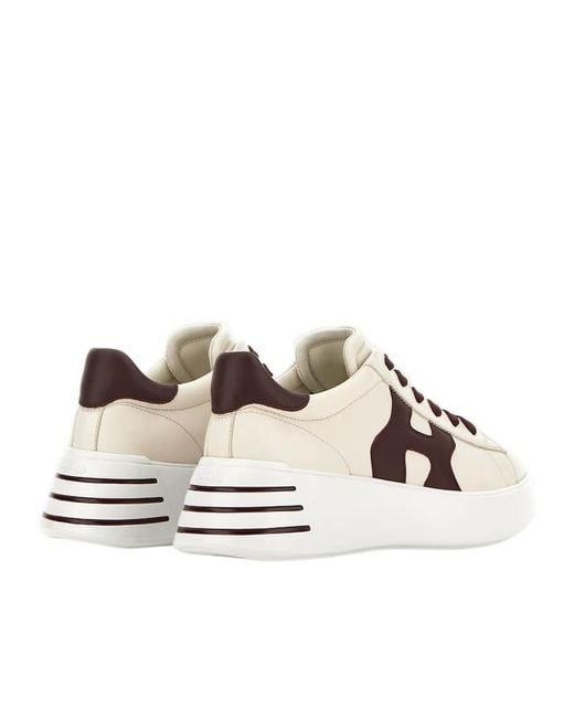 Hogan Natural Low-Top Ivory Sneakers With Suede Logo