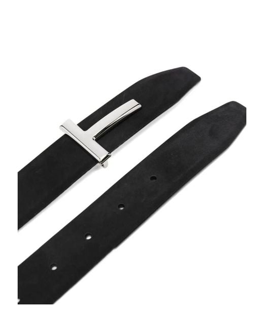Tom Ford Black T-Buckle Suede Belt for men