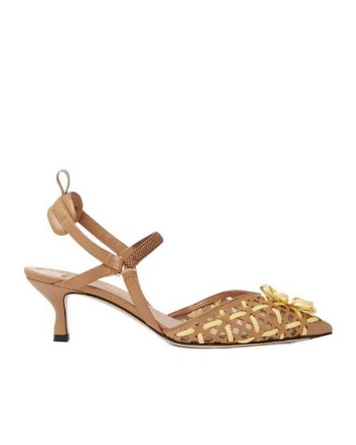 Fendi Metallic Colibri Interwoven Flower Pumps