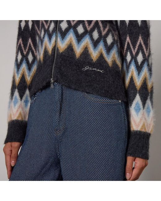 Ganni Black Ip-Up Knit Jacket