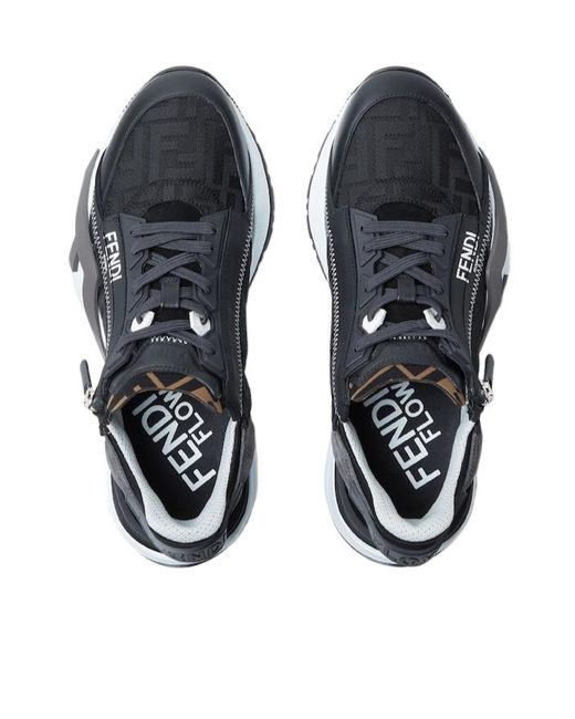 Fendi Gray Flow Low-Top Sneakers for men