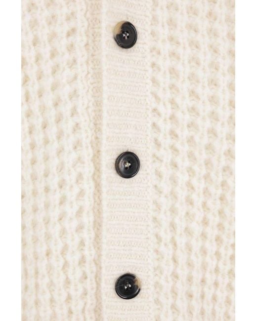 Roberto Collina White Waffle-Knit V-Neck Cardigan for men