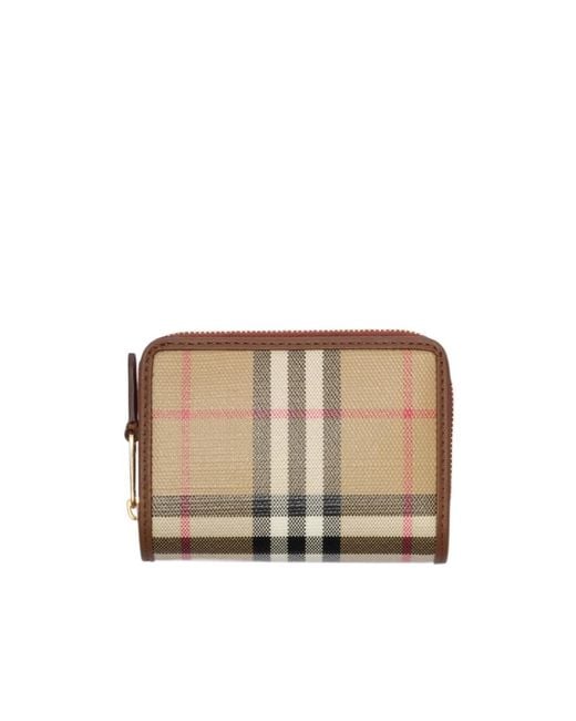 Burberry Natural Small Check Zip Wallet