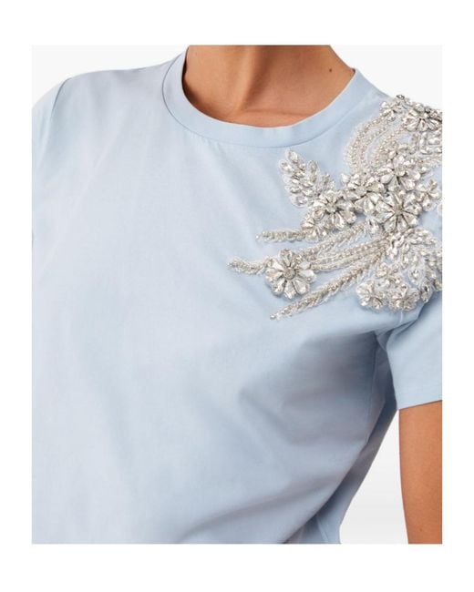 Liu Jo Blue Embellished Crewnewck T-Shirt