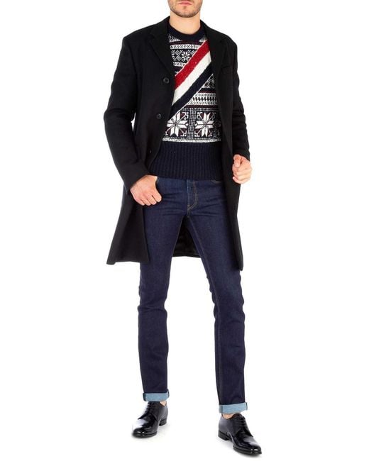 Thom Browne Blue Mohair Diagonal Striped Pullover for men