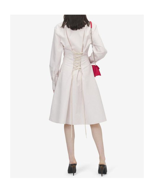 McQueen White Pinstriped Shirt Dress