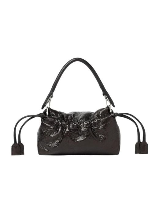Fendi Black Baguette Soft Small Crackled Leather Mini-Bag