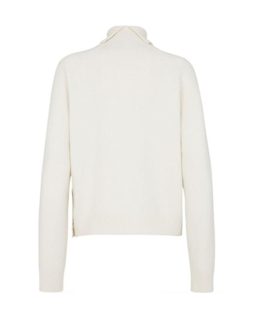 Fendi White Turtleneck Long Sleeved Knitted Jumper