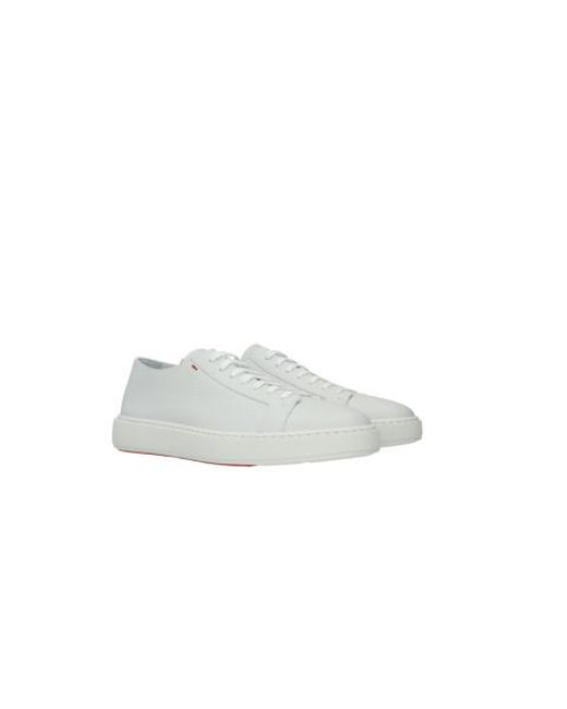 Santoni White Round Toe Lace-Up Sneakers for men