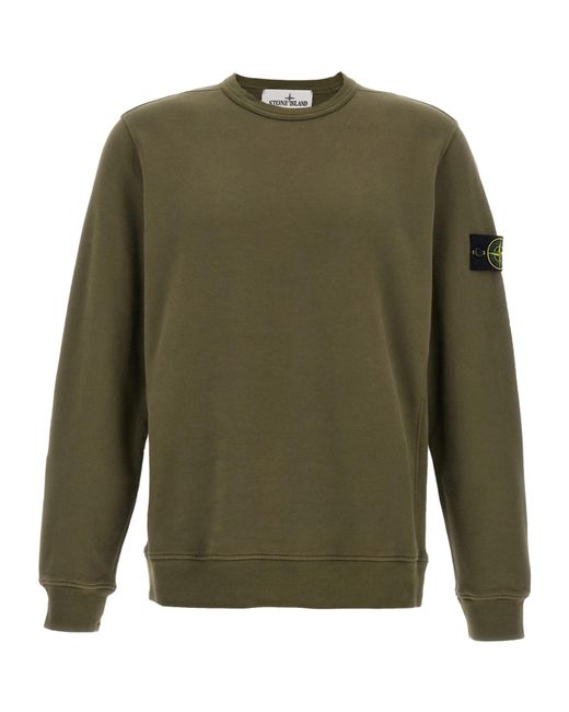 Stone Island Green Logo Patch Crewneck Sweatshirt for men