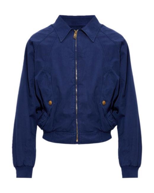 Versace Blue Zip-Up Bomber Jacket for men