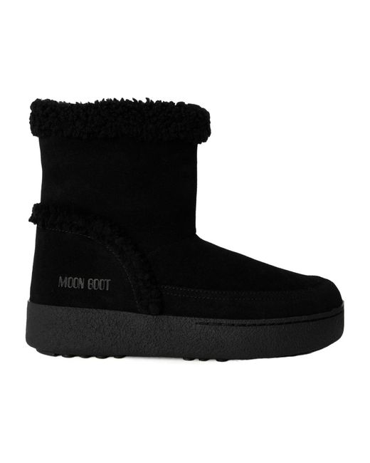 Moon Boot Black Solid Color Ankle Boots