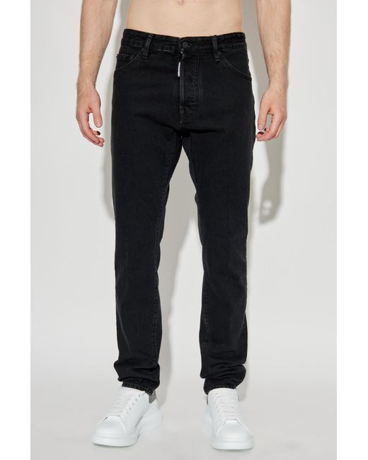 DSquared² Black Logo Patch Skinny Jeans for men