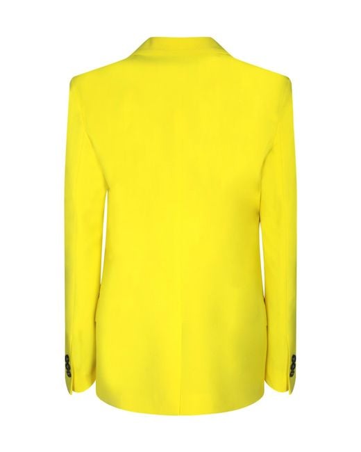 MSGM Yellow Single-Breasted Peak-Lapels Tailored Blazer