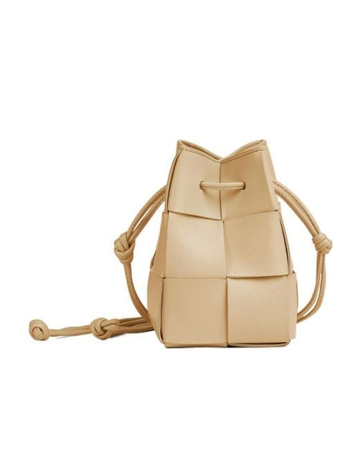 Bottega Veneta Natural Mini Cassette Bucket Shoulder Bag