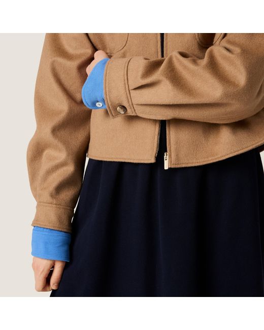 Miu Miu Brown Bonded Camel Hair Blouson Jacket