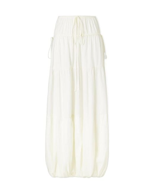 Co. White Gathered Bubble Maxi Skirt